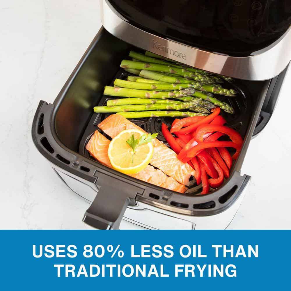 KENMORE KKAF8Q 8 qt. Silver Air Fryer, 1700W, 12 Cooking Presets, Digital Touch Screen, Stainless Steel