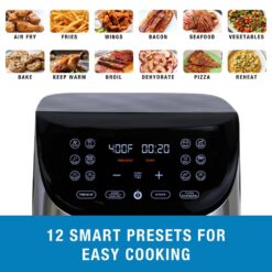 KENMORE KKAF8Q 8 qt. Silver Air Fryer, 1700W, 12 Cooking Presets, Digital Touch Screen, Stainless Steel