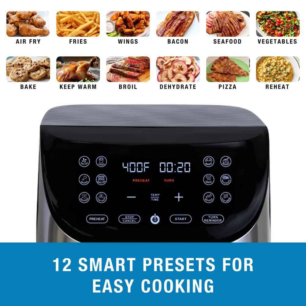 KENMORE KKAF8Q 8 qt. Silver Air Fryer, 1700W, 12 Cooking Presets, Digital Touch Screen, Stainless Steel