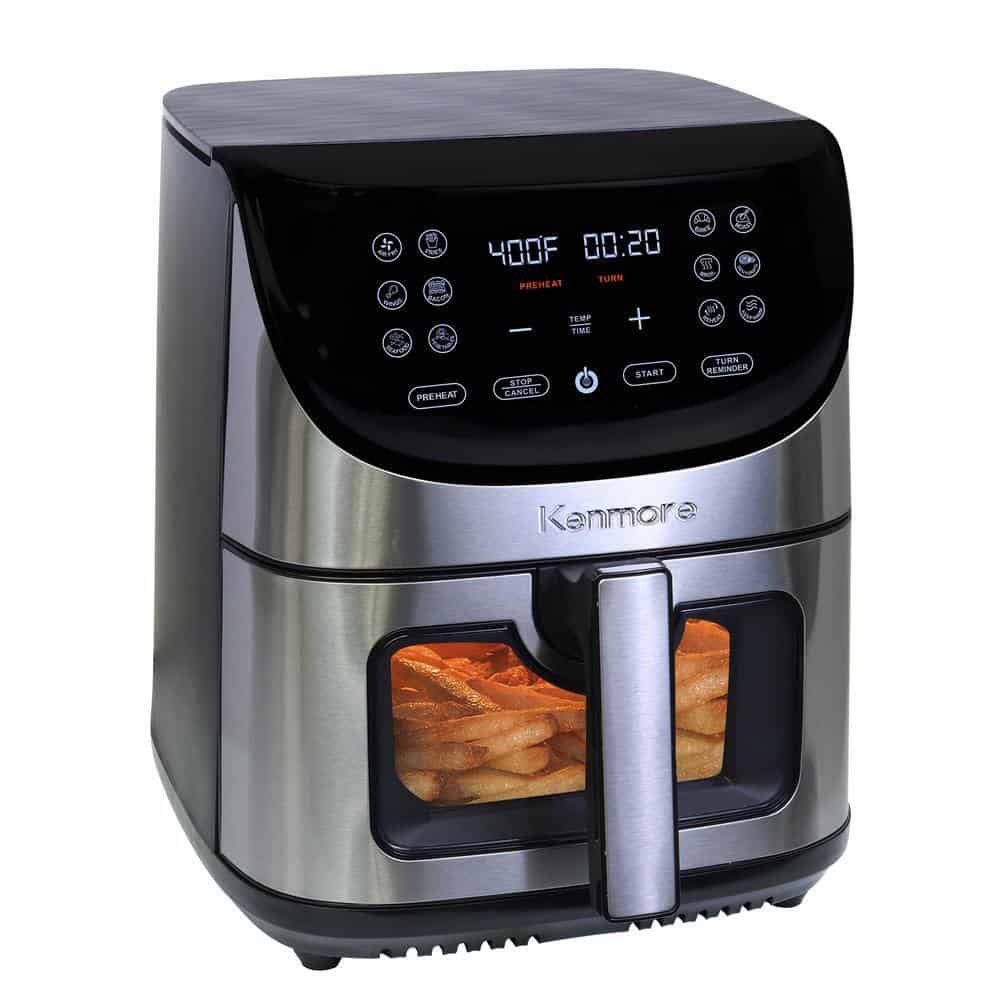 KENMORE KKAF8Q 8 qt. Silver Air Fryer, 1700W, 12 Cooking Presets, Digital Touch Screen, Stainless Steel