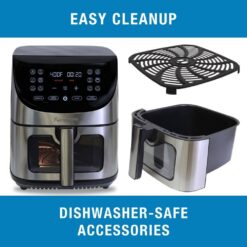KENMORE KKAF8Q 8 qt. Silver Air Fryer, 1700W, 12 Cooking Presets, Digital Touch Screen, Stainless Steel
