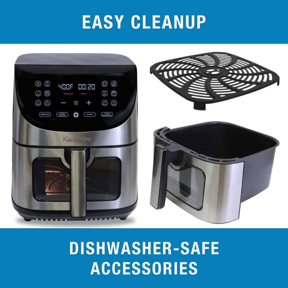 KENMORE KKAF8Q 8 qt. Silver Air Fryer, 1700W, 12 Cooking Presets, Digital Touch Screen, Stainless Steel