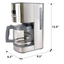 Kenmore KKCM12S 12-Cup Programmable Coffee Maker, Stainless Steel, with Reusable Filter, silver