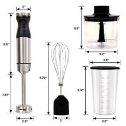 Kenmore KKIBC5SS 400W Hand Blender, Variable Speed Immersion Blender Food Chopper Whisk, Black and Silver