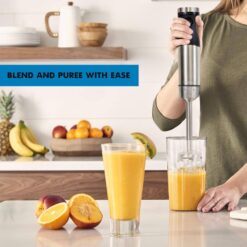 Kenmore KKIBC5SS 400W Hand Blender, Variable Speed Immersion Blender Food Chopper Whisk, Black and Silver