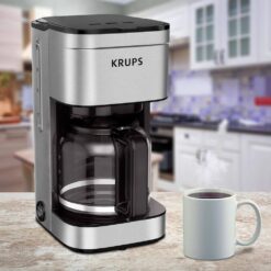 Krups KM203D50 10-Cup Silver Simply Brew Drip Coffee Maker With Filter