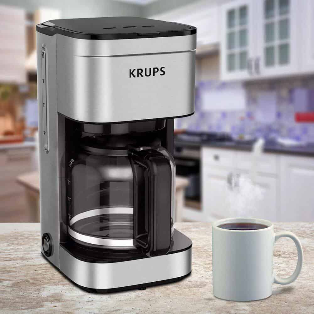 Krups KM203D50 10-Cup Silver Simply Brew Drip Coffee Maker With Filter
