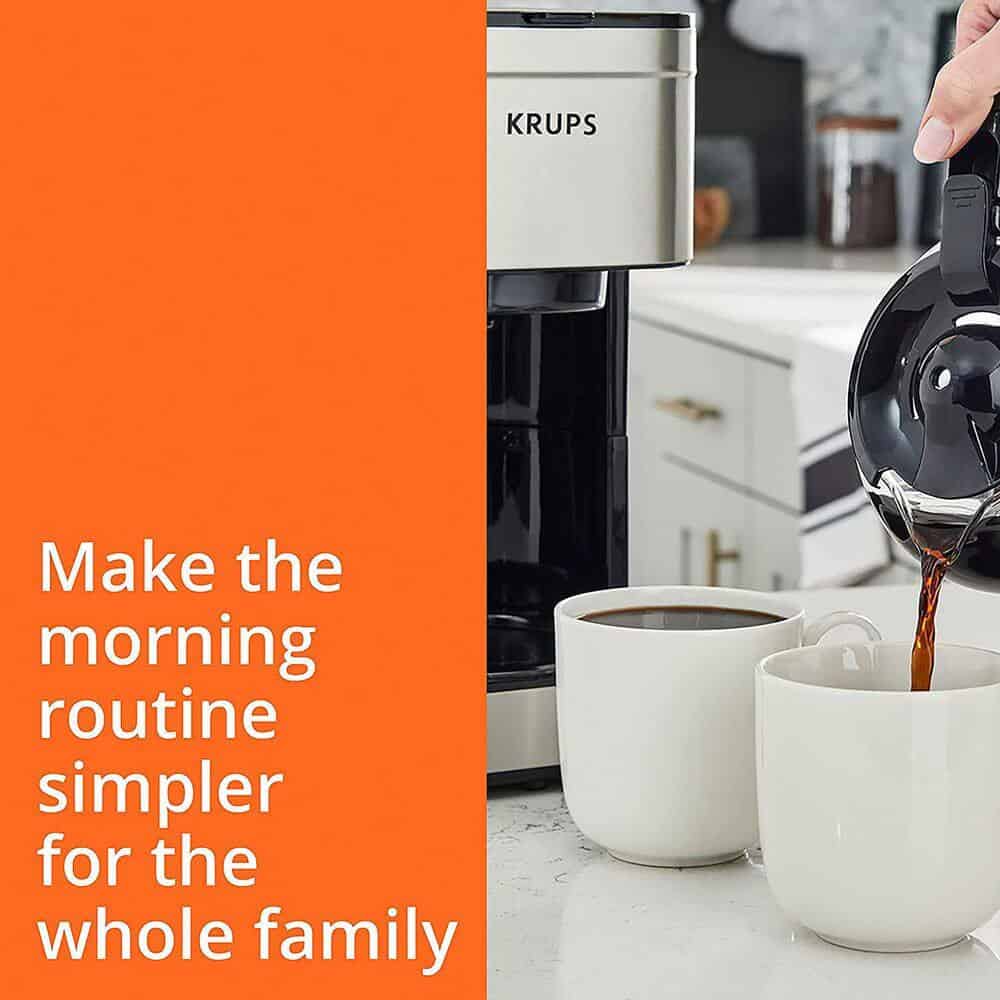 Krups KM203D50 10-Cup Silver Simply Brew Drip Coffee Maker With Filter