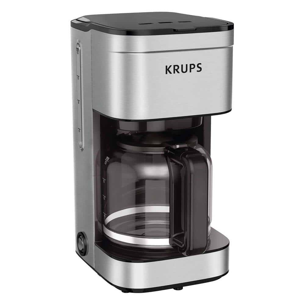 Krups KM203D50 10-Cup Silver Simply Brew Drip Coffee Maker With Filter