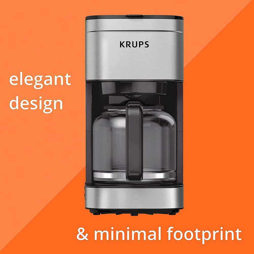 Krups KM203D50 10-Cup Silver Simply Brew Drip Coffee Maker With Filter