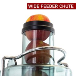 MegaChef 985112284M Stainless Steel Chrome Wide Mouth Juice Extractor, Juice Machine with Dual Speed Centrifugal Juicer