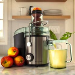 MegaChef 985112284M Stainless Steel Chrome Wide Mouth Juice Extractor, Juice Machine with Dual Speed Centrifugal Juicer
