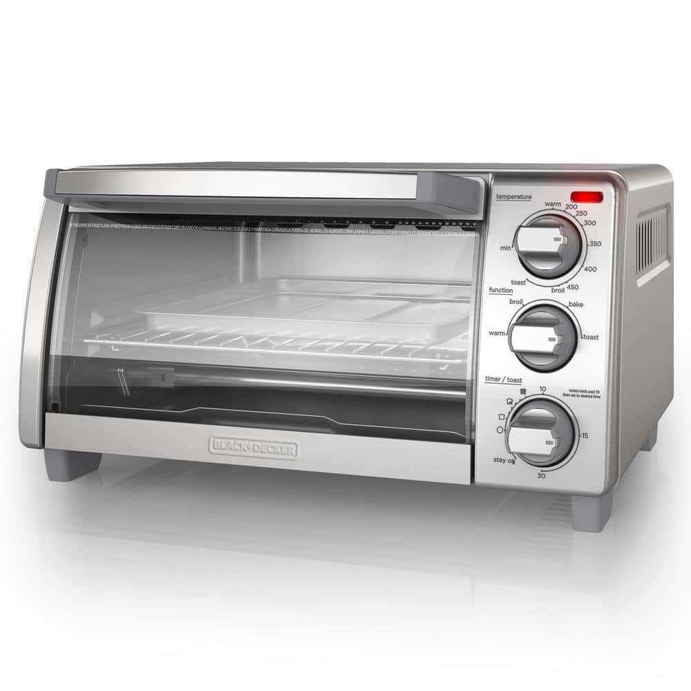 BLACK+DECKER TO1745SSG 1150-Watt 4-Slice Silver Stainless Steel Toaster Oven with Convection