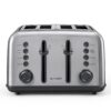 BUYDEEM DT-6B83S 4-Slice Toaster, Extra Wide Slots, Retro Stainless Steel with High Lift Lever, Removal Crumb Tray, 7-Shade Settings