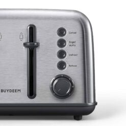BUYDEEM DT-6B83S 4-Slice Toaster, Extra Wide Slots, Retro Stainless Steel with High Lift Lever, Removal Crumb Tray, 7-Shade Settings