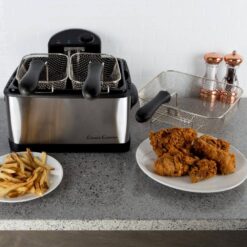 Classic Cuisine M030214 4 Qt. 3-Basket Electric Stainless Steel Deep Fryer (5-Piece)