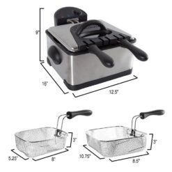 Classic Cuisine M030214 4 Qt. 3-Basket Electric Stainless Steel Deep Fryer (5-Piece)