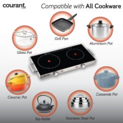 Courant 2-Burner 25 in. Infrared Ceramic Glass Hot Plates Cooktop 1700W Stainless Steel