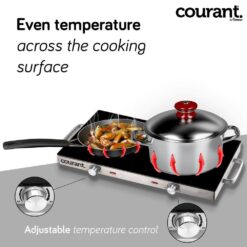Courant 2-Burner 25 in. Infrared Ceramic Glass Hot Plates Cooktop 1700W Stainless Steel