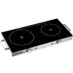 Courant 2-Burner 25 in. Infrared Ceramic Glass Hot Plates Cooktop 1700W Stainless Steel