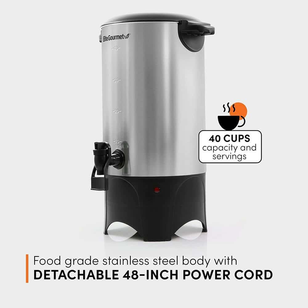 Elite Gourmet CCM040 Stainless Steel 40 Cup Coffee Urn and Hot Water Dispenser