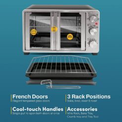 Elite Gourmet ETO2530M Double French Door Toaster Oven fits 12