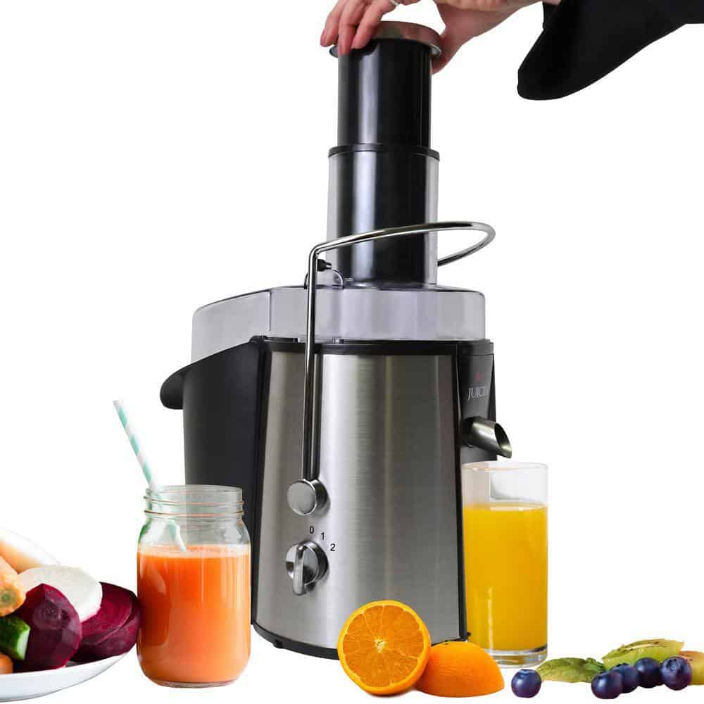 Total Chef KMJ-01 Juicin' Juicer Wide Mouth Centrifugal Juice Extractor, 700W, 2 Speeds, Black and Silver