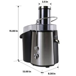 Total Chef KMJ-01 Juicin' Juicer Wide Mouth Centrifugal Juice Extractor, 700W, 2 Speeds, Black and Silver