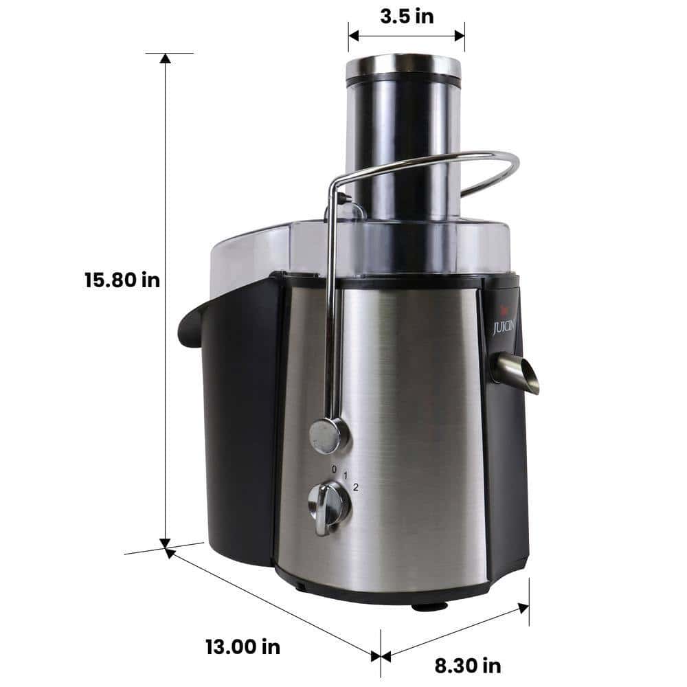 Total Chef KMJ-01 Juicin' Juicer Wide Mouth Centrifugal Juice Extractor, 700W, 2 Speeds, Black and Silver