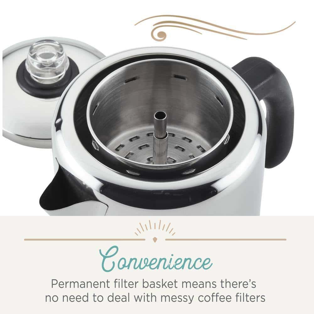 Farberware 47794 12-Cup Classic Stainless Steel with Blue Knob Coffee Percolator