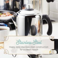 Farberware 47794 12-Cup Classic Stainless Steel with Blue Knob Coffee Percolator