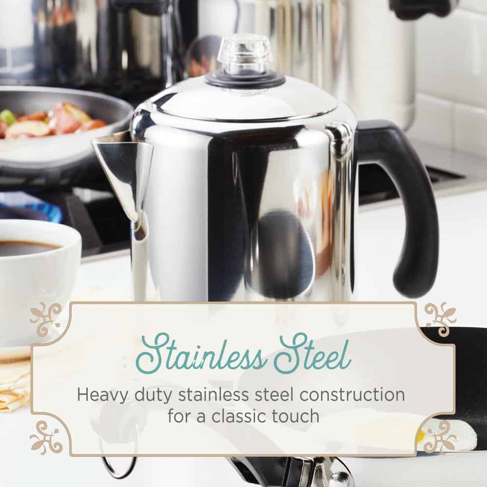 Farberware 47794 12-Cup Classic Stainless Steel with Blue Knob Coffee Percolator