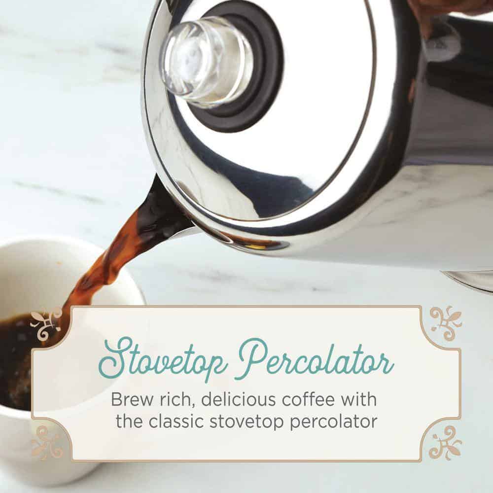Farberware 47794 12-Cup Classic Stainless Steel with Blue Knob Coffee Percolator