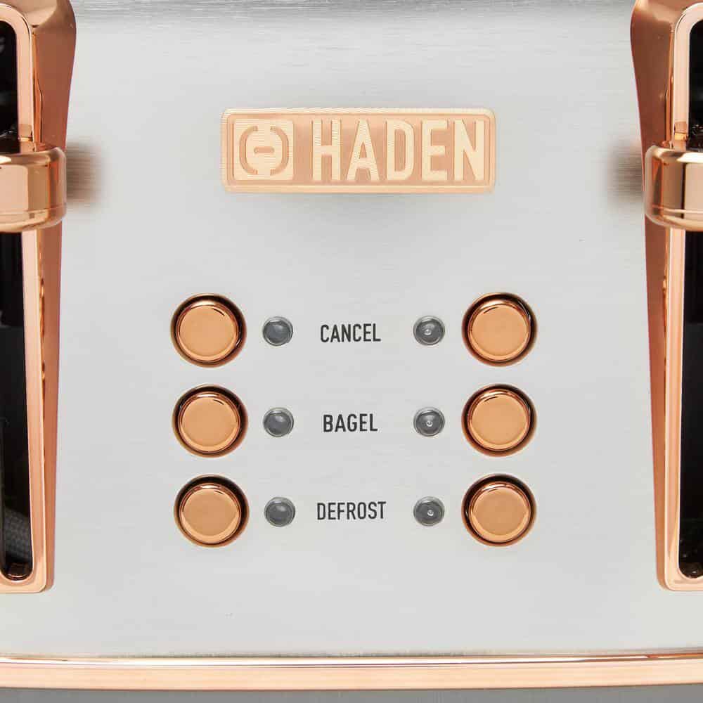 HADEN 75104 Heritage 1500-Watt 4-Slice Steel and Copper Wide Slot Retro Toaster
