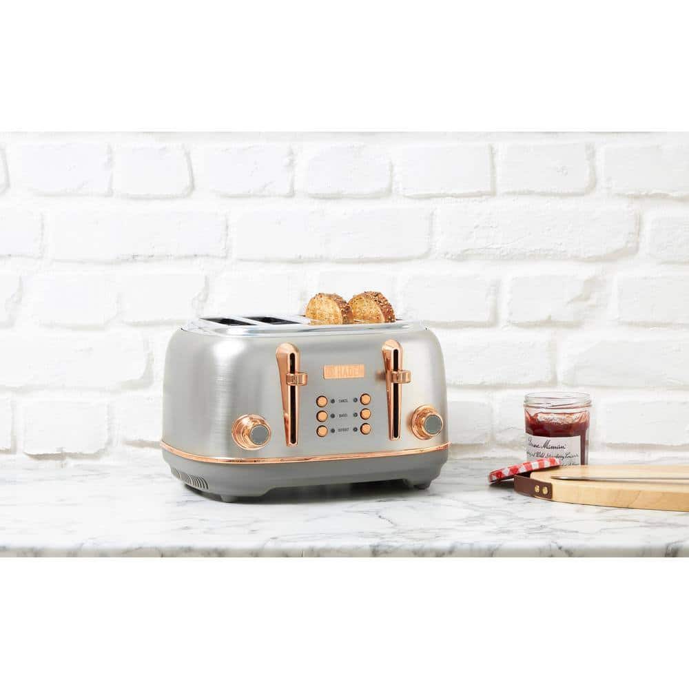 HADEN 75104 Heritage 1500-Watt 4-Slice Steel and Copper Wide Slot Retro Toaster