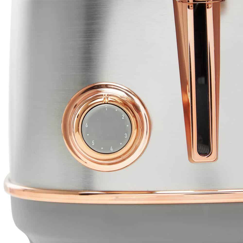 HADEN 75104 Heritage 1500-Watt 4-Slice Steel and Copper Wide Slot Retro Toaster