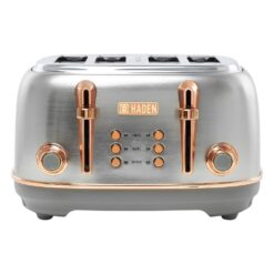 HADEN 75104 Heritage 1500-Watt 4-Slice Steel and Copper Wide Slot Retro Toaster