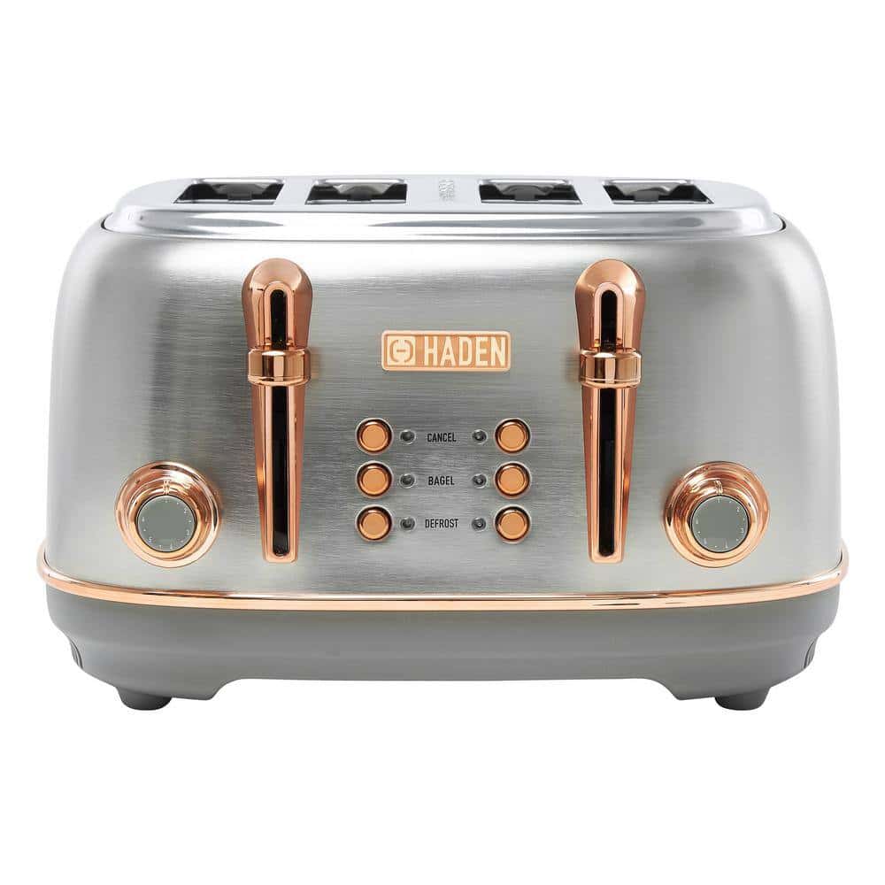 HADEN 75104 Heritage 1500-Watt 4-Slice Steel and Copper Wide Slot Retro Toaster