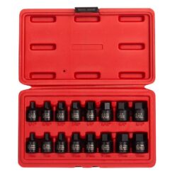 SUNEX TOOLS 3646 3/8 in. Drive Stubby Impact Hex Driver SAE and Metric Set (16-Piece)