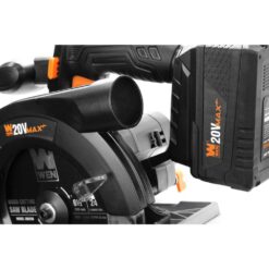 WEN 20625 20-Volt Max 6.5 in. Cordless Circular Saw with 4.0 Ah Lithium-Ion Battery and Charger