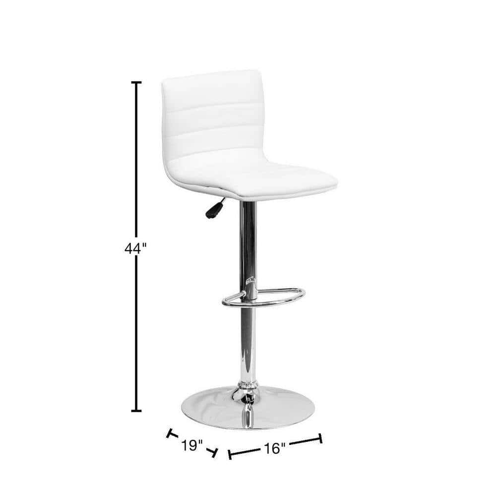 Flash Furniture White Vincent Modern Adjustable Height Barstool with Footrest, White/Chrome