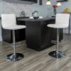 Flash Furniture White Vincent Modern Adjustable Height Barstool with Footrest, White/Chrome