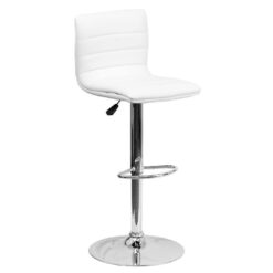 Flash Furniture White Vincent Modern Adjustable Height Barstool with Footrest, White/Chrome