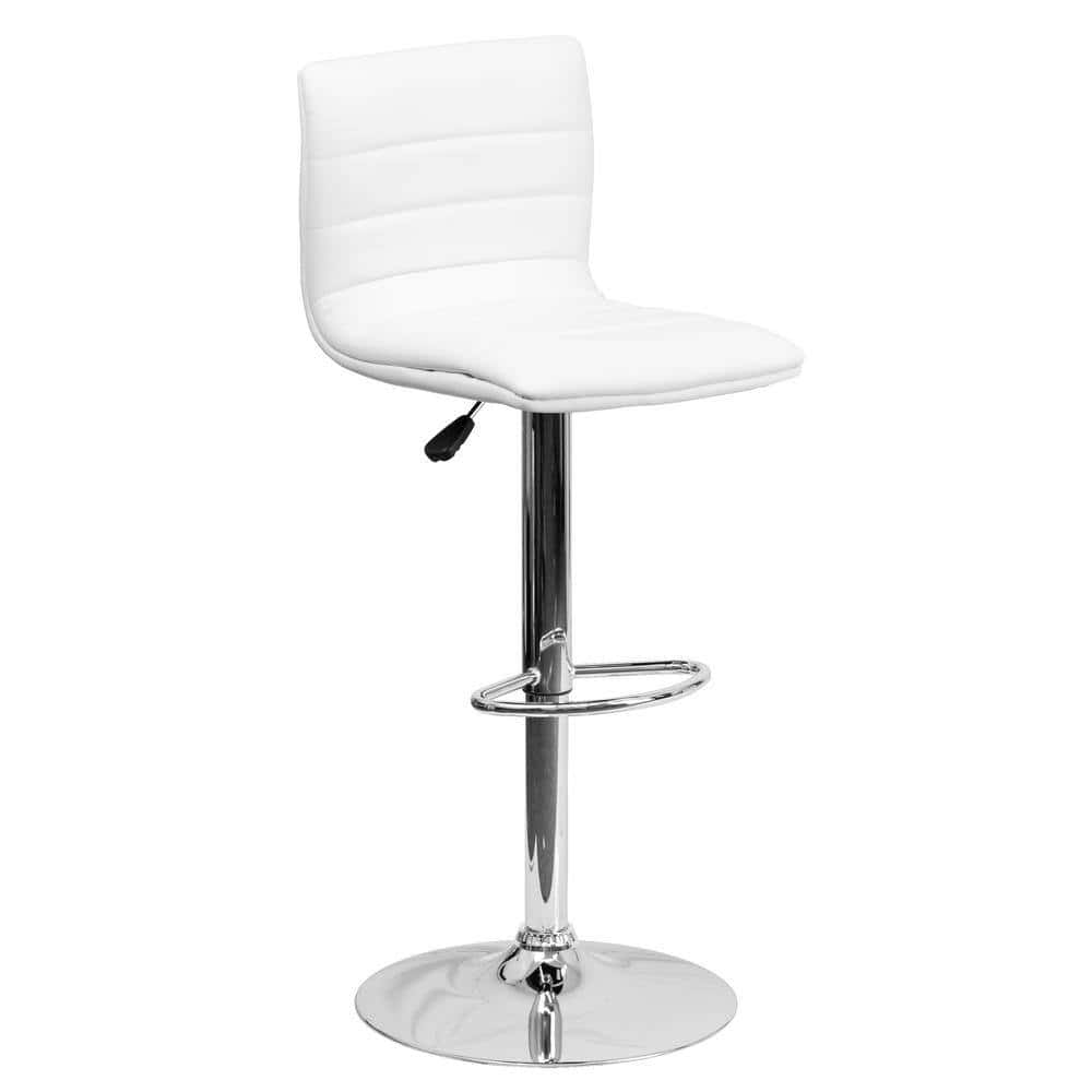 Flash Furniture White Vincent Modern Adjustable Height Barstool with Footrest, White/Chrome