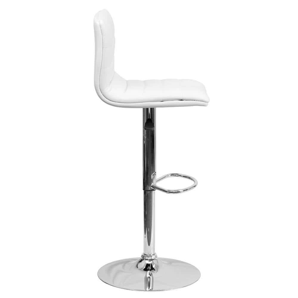 Flash Furniture White Vincent Modern Adjustable Height Barstool with Footrest, White/Chrome