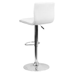 Flash Furniture White Vincent Modern Adjustable Height Barstool with Footrest, White/Chrome