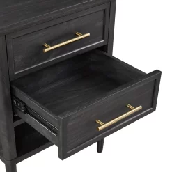 Better Homes & Gardens Oaklee 2-Drawer Nightstand for Bedroom,Charcoal Finish