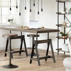 LumiSource Dakota Brown Antique Adjustable Swivel Bar Stools Set of 2