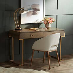 Sunpan Modern Thatcher White Faux Leather and Antique Brass Dining Chair