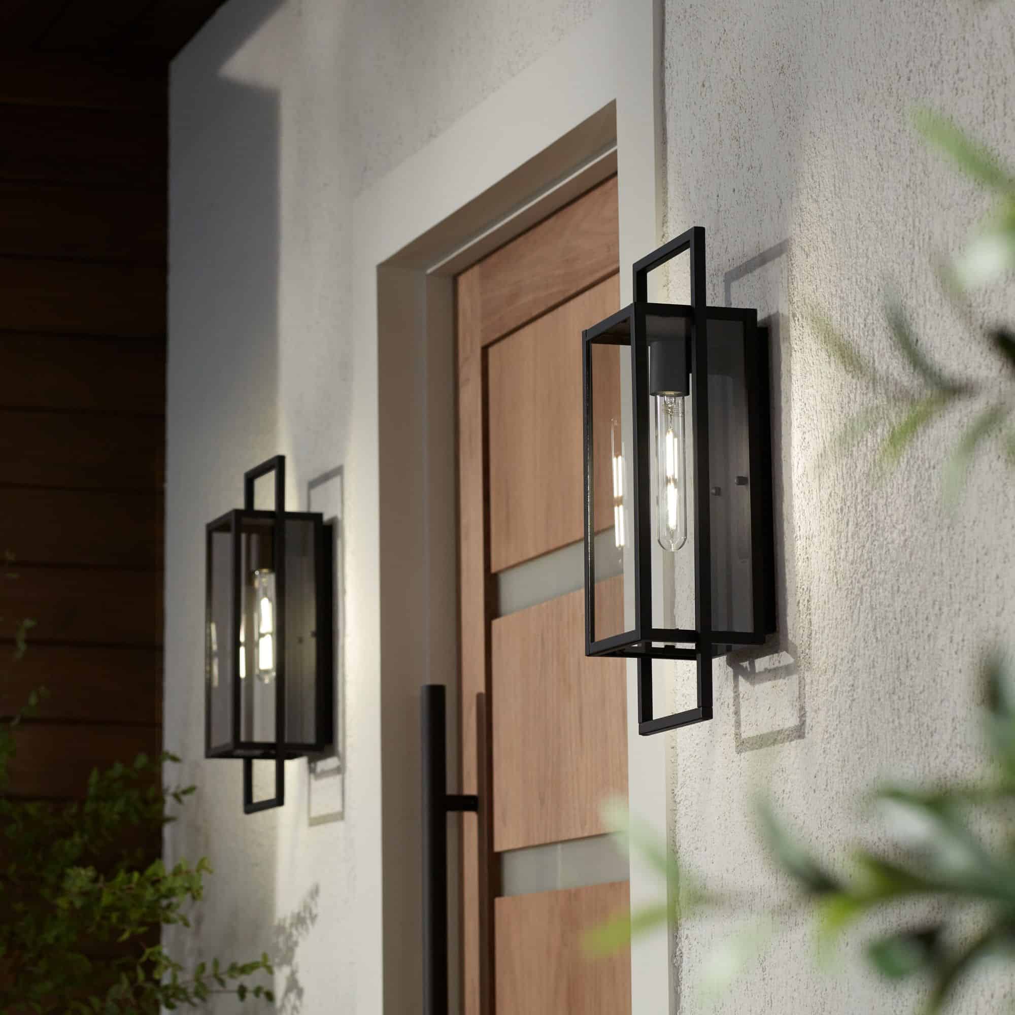 Possini Euro Jericho 19" High Black Modern Outdoor Wall Light
